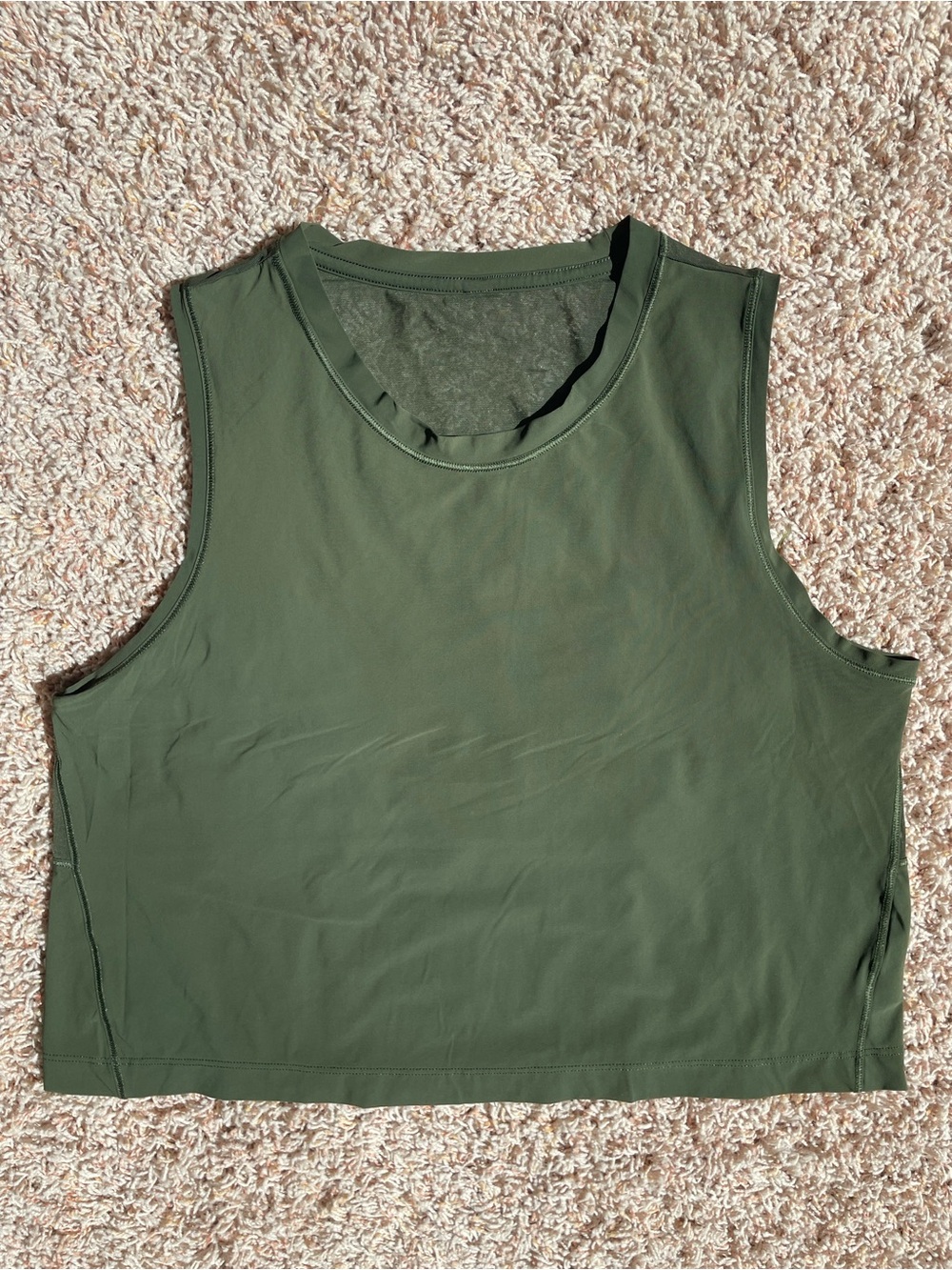 Athleta Sleeveless Muscle Tank Olive Green Women Size L Mesh Back Active Gym